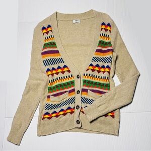 Madewell Wallace Neon Geo Print Merino Wool Cardigan